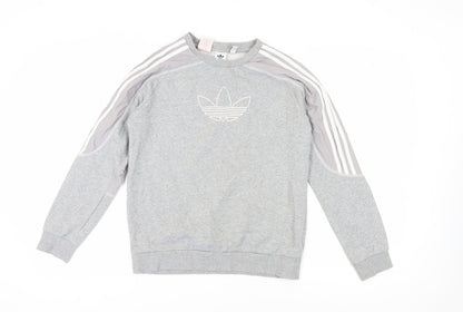 Adidas Boys Grey Pullover Sweatshirt, Logo, Age 13-14