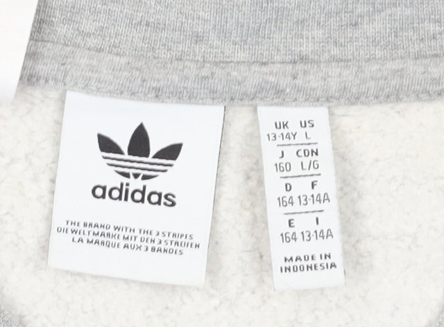 Adidas Boys Grey Pullover Sweatshirt, Logo, Age 13-14