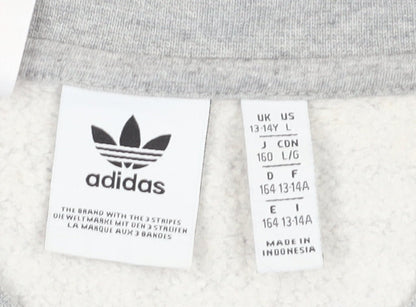 Adidas Boys Grey Pullover Sweatshirt, Logo, Age 13-14