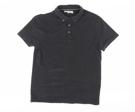 Jasper Conran Men's Black Striped Polo Shirt M