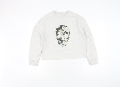 River Island Girls Grey Camouflage Skull Sweatshirt 11-12 Years