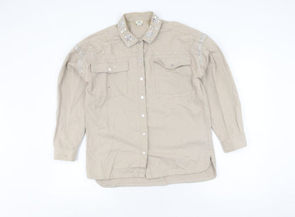 Teens UK Size 14 Plus River Island Beige Basic Button-Up