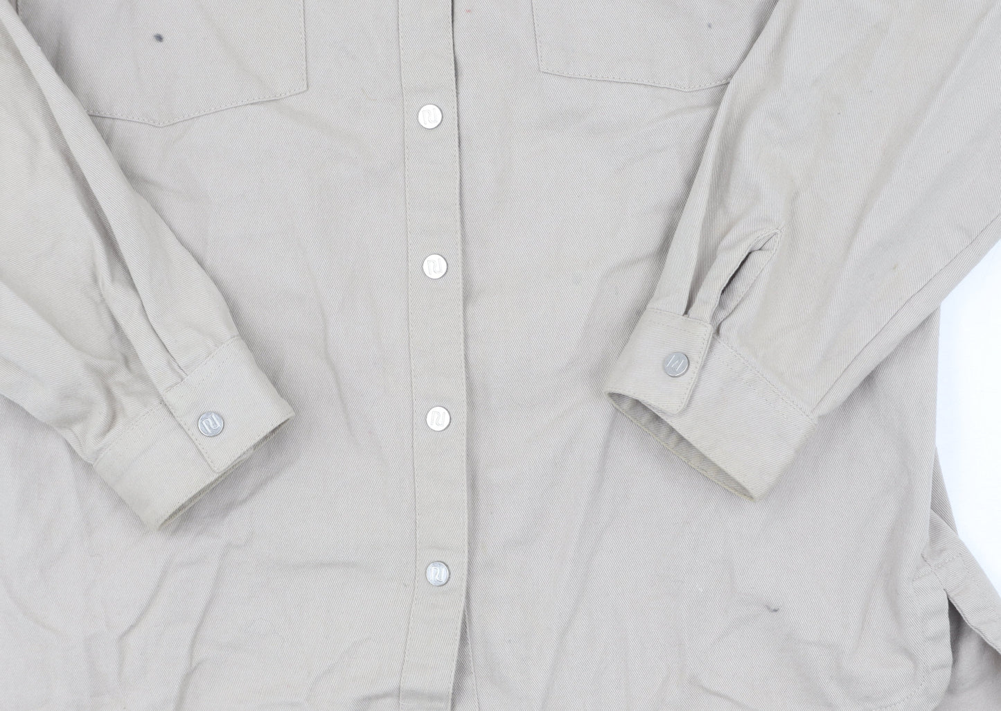 Teens UK Size 14 Plus River Island Beige Basic Button-Up