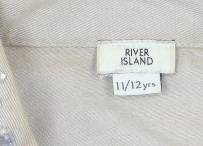 Teens UK Size 14 Plus River Island Beige Basic Button-Up