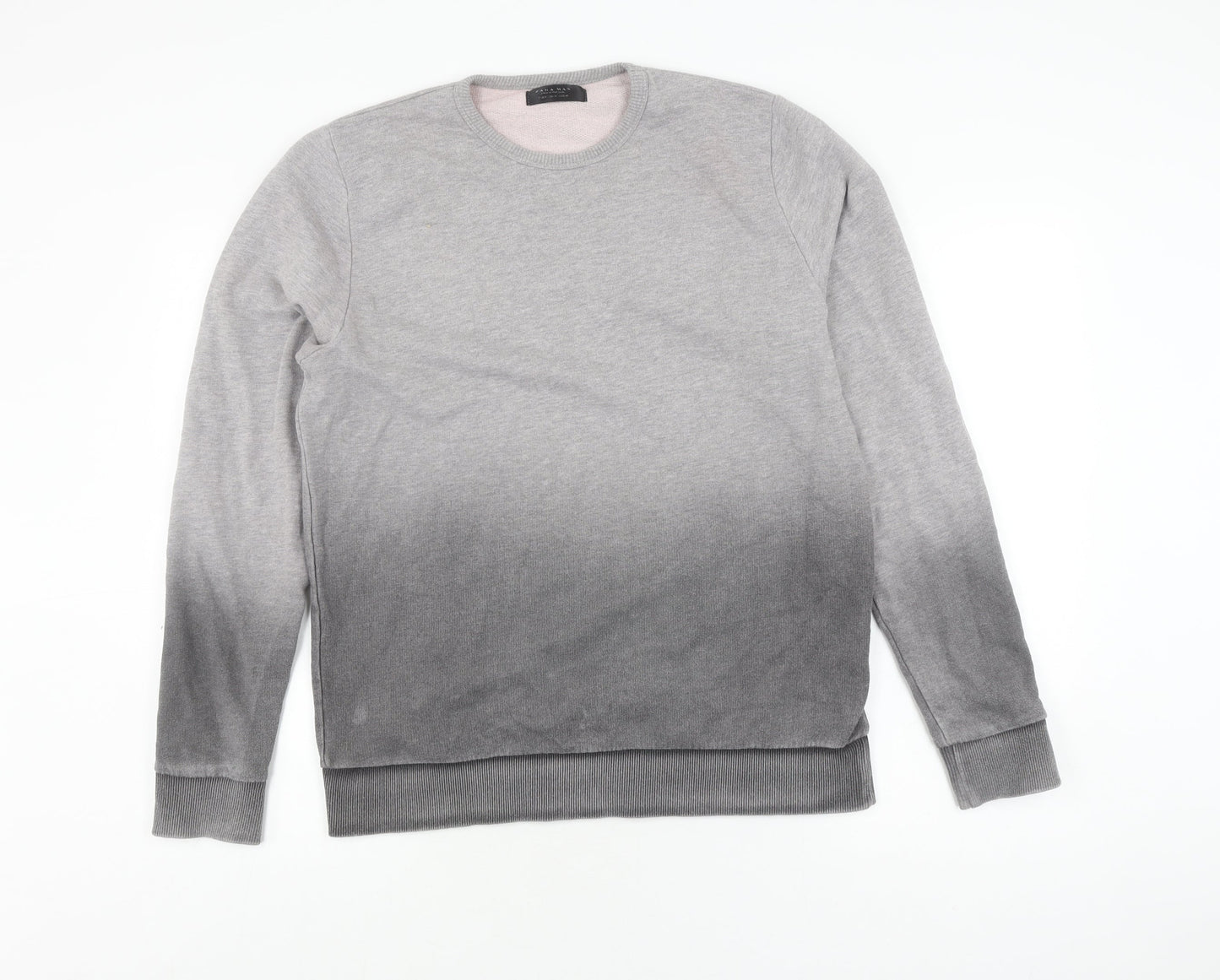 Zara Men's Grey Pullover Sweatshirt - M, Crew Neck