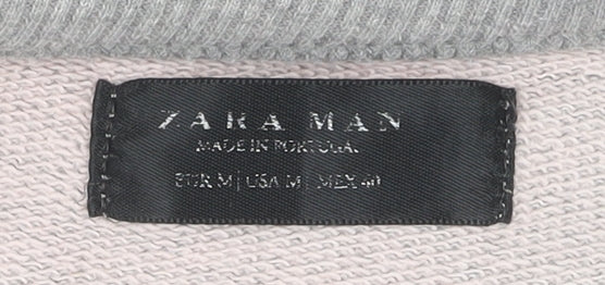 Zara Men's Grey Pullover Sweatshirt - M, Crew Neck