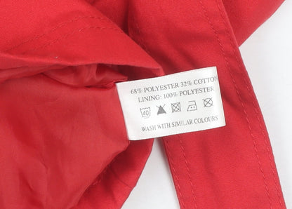 JS Women's Red Trench Coat Size 10, Belted Classic Style