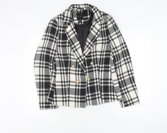 New Look Women's Black Check Blazer Size 10 Lined