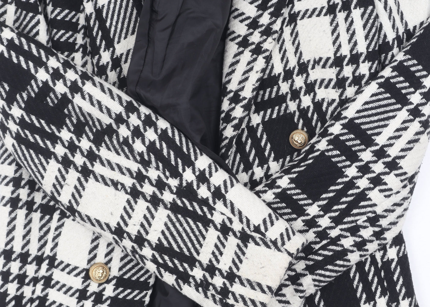 New Look Women's Black Check Blazer Size 10 Lined