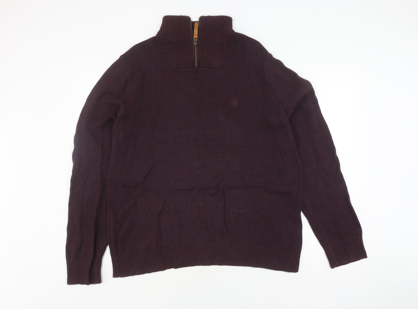 FatFace Men's Purple Full Zip Wool Jumper, Size L