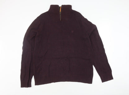 FatFace Men's Purple Full Zip Wool Jumper, Size L