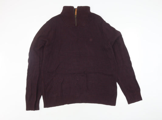 FatFace Men's Purple Full Zip Wool Jumper, Size L