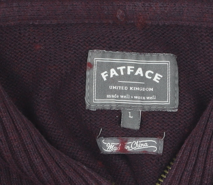 FatFace Men's Purple Full Zip Wool Jumper, Size L