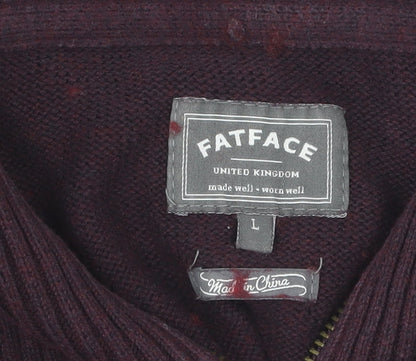 FatFace Men's Purple Full Zip Wool Jumper, Size L