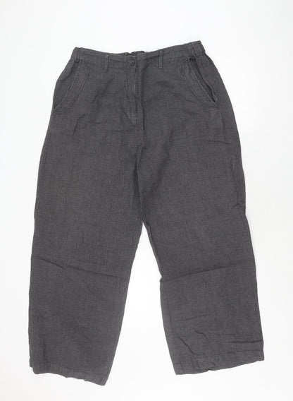 Poetry Men's Grey Check Linen Trousers Size 16