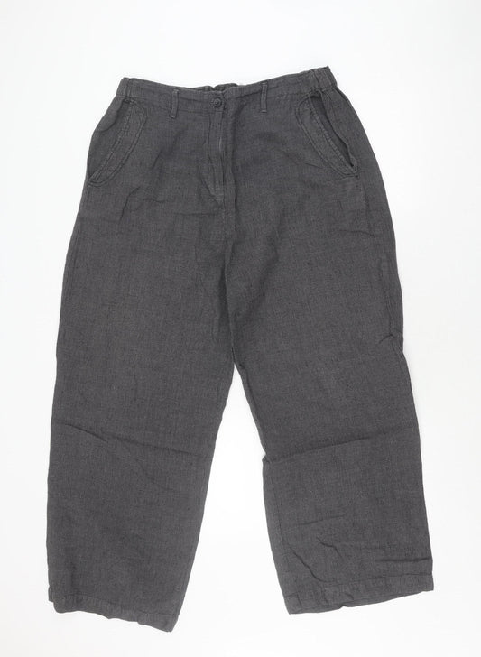 Poetry Men's Grey Check Linen Trousers Size 16