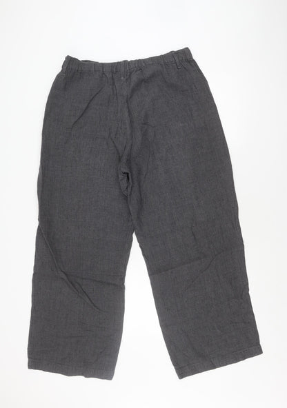 Poetry Men's Grey Check Linen Trousers Size 16
