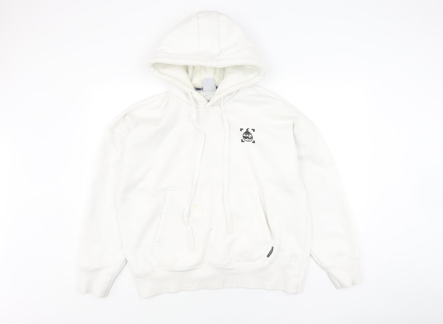Tomato Papa Men's White Hoodie L Pullover Anime Graphic