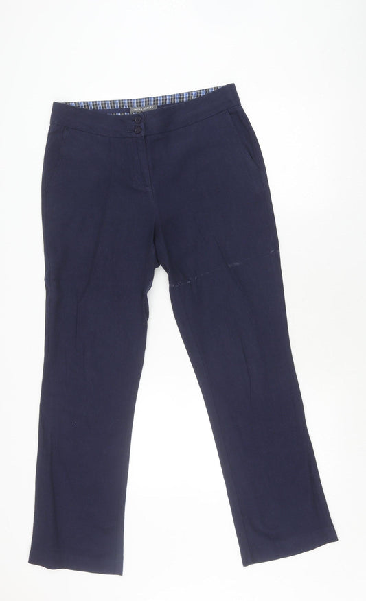 Laura Ashley Women's Blue Straight Trousers, Size 10