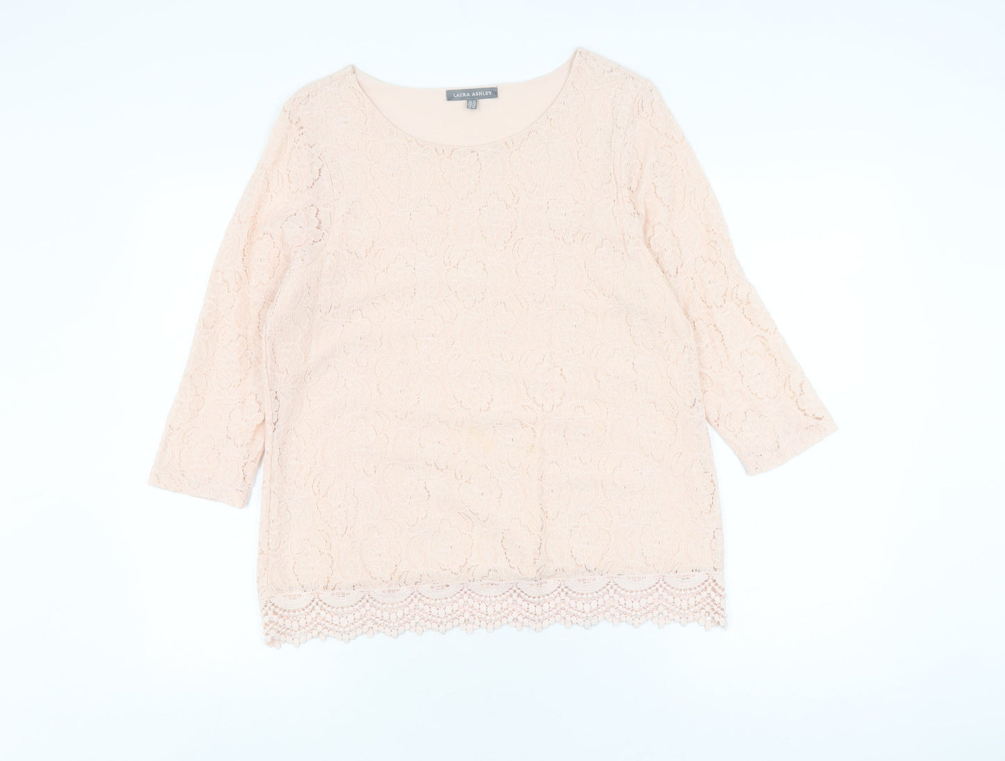 Laura Ashley Women's Beige Lace Tunic Blouse Size 14