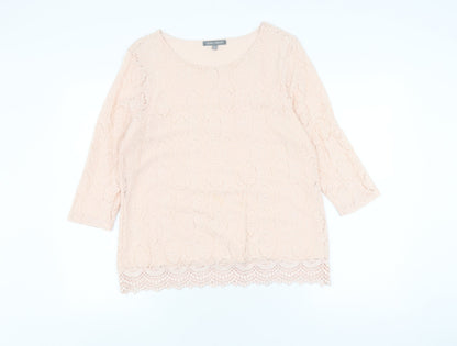 Laura Ashley Women's Beige Lace Tunic Blouse Size 14