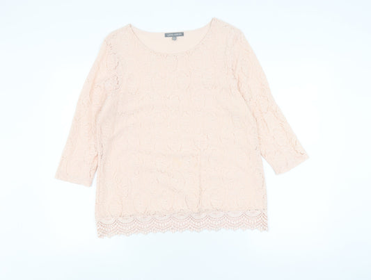 Laura Ashley Women's Beige Lace Tunic Blouse Size 14
