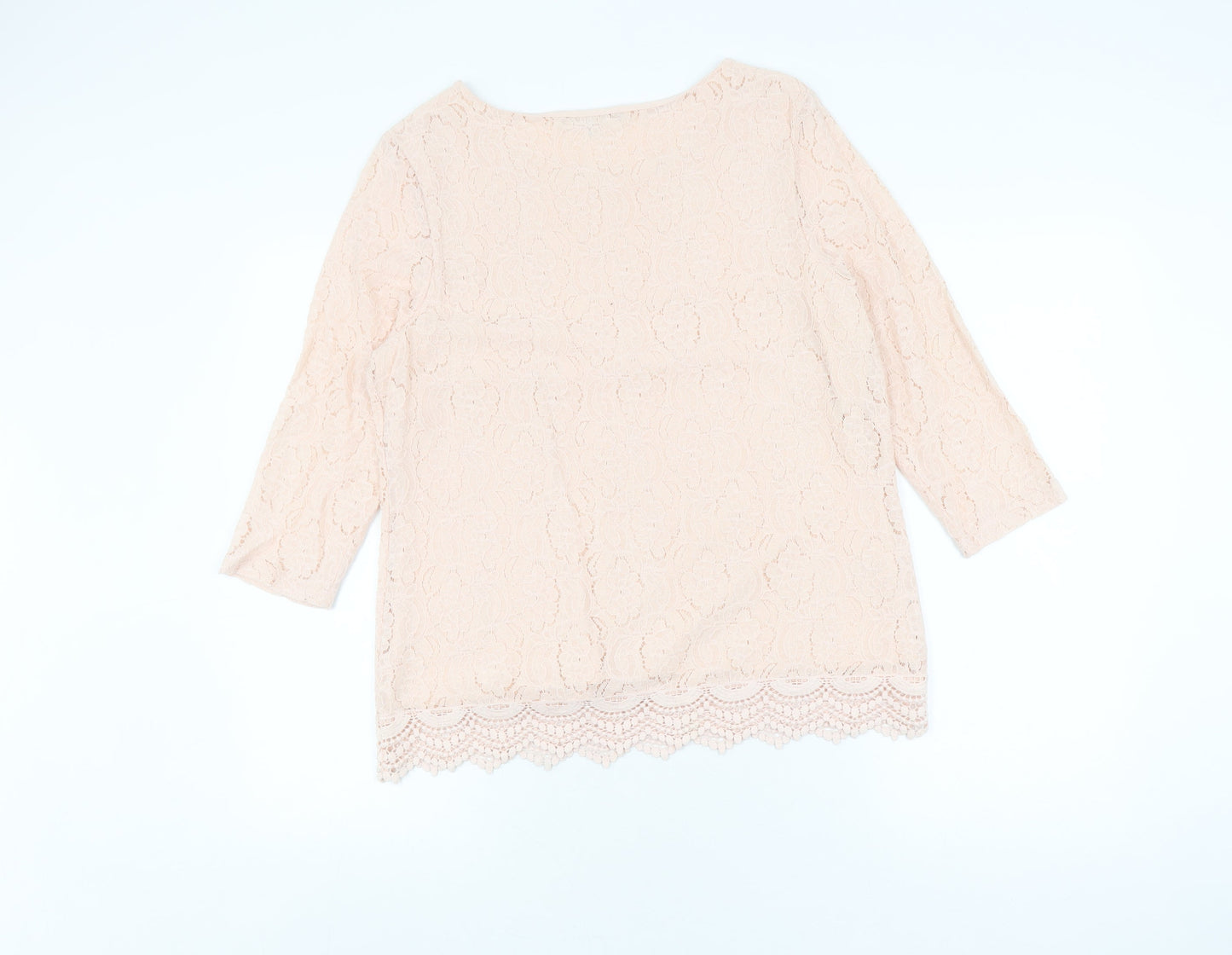 Laura Ashley Women's Beige Lace Tunic Blouse Size 14