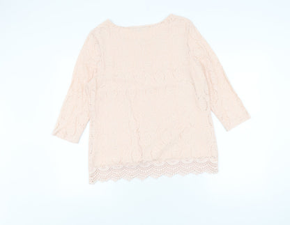 Laura Ashley Women's Beige Lace Tunic Blouse Size 14