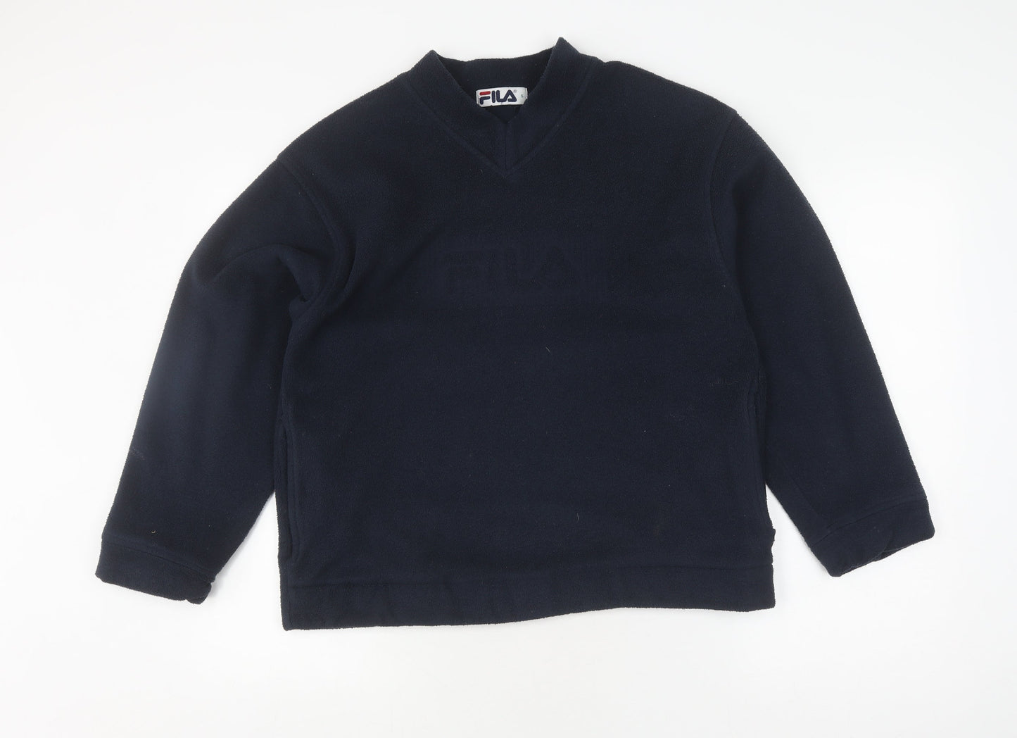 FILA Black V-Neck Pullover Sweatshirt Unisex Size S