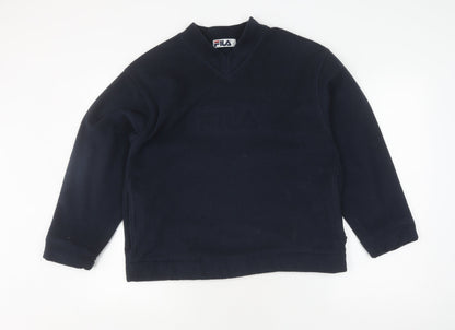 FILA Black V-Neck Pullover Sweatshirt Unisex Size S