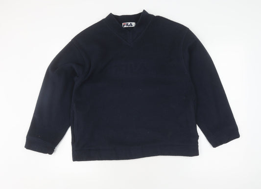 FILA Black V-Neck Pullover Sweatshirt Unisex Size S