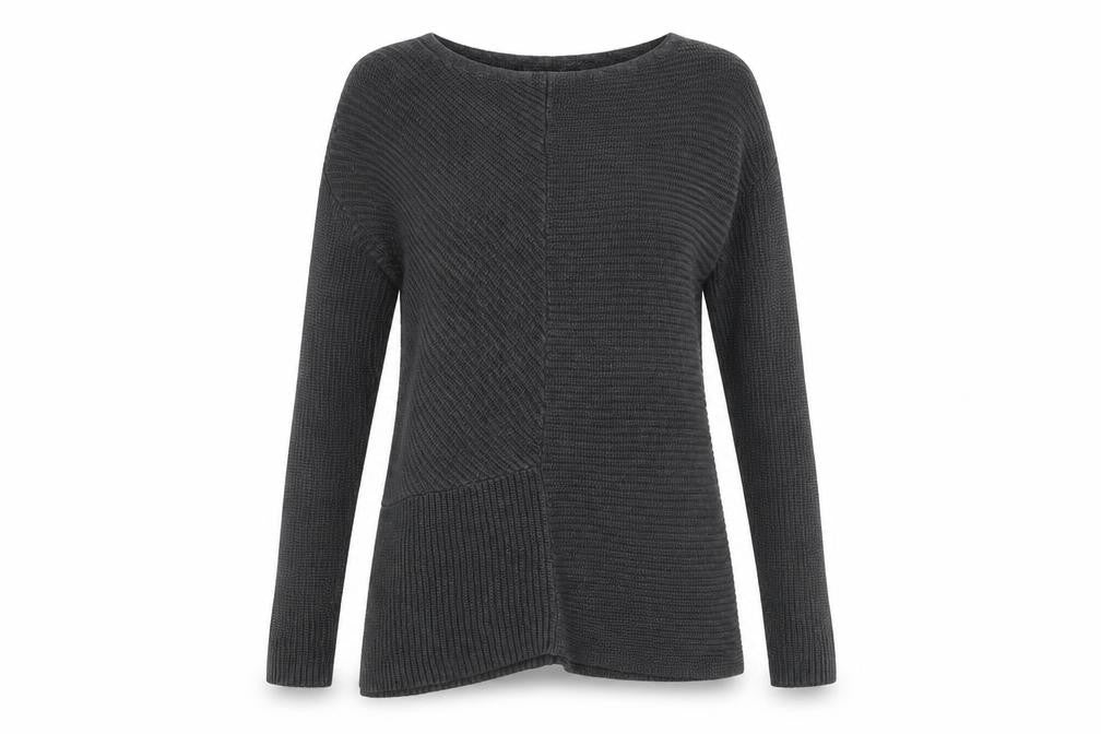 Front view of Lauren Ralph Lauren Women's Grey XS Boat Neck Jumper