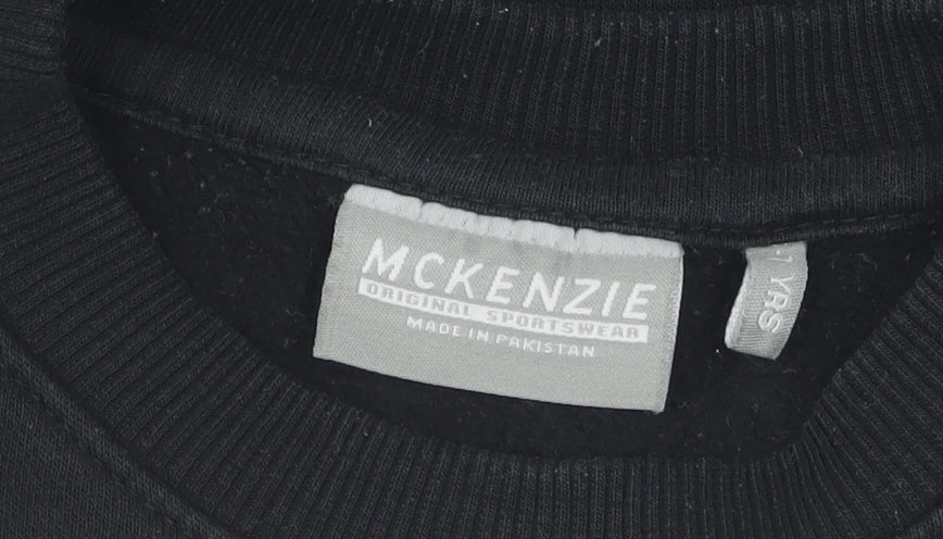 McKenzie Girls Black Pullover Sweatshirt 6-7 Years Casual Logo
