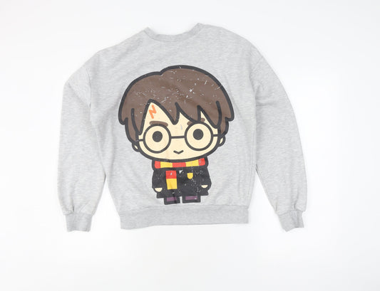 Womens UK Size 2XS Harry Potter Grey Pullover Sweatshirt