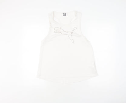 Puma Women's White Tank Top, Size S - Athletic Fit, Gym Ready