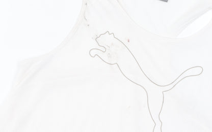 Puma Women's White Tank Top, Size S - Athletic Fit, Gym Ready