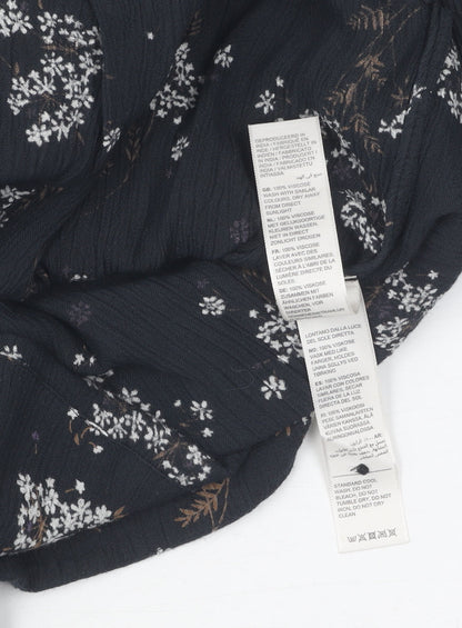 Fat Face Women's Black Floral V-Neck Blouse UK 6
