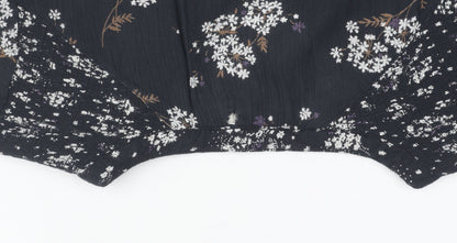 Fat Face Women's Black Floral V-Neck Blouse UK 6