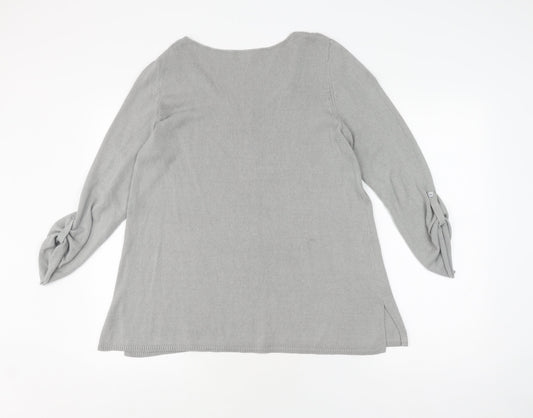 Laura Ashley Women's Grey Knit Pullover Jumper Size 14