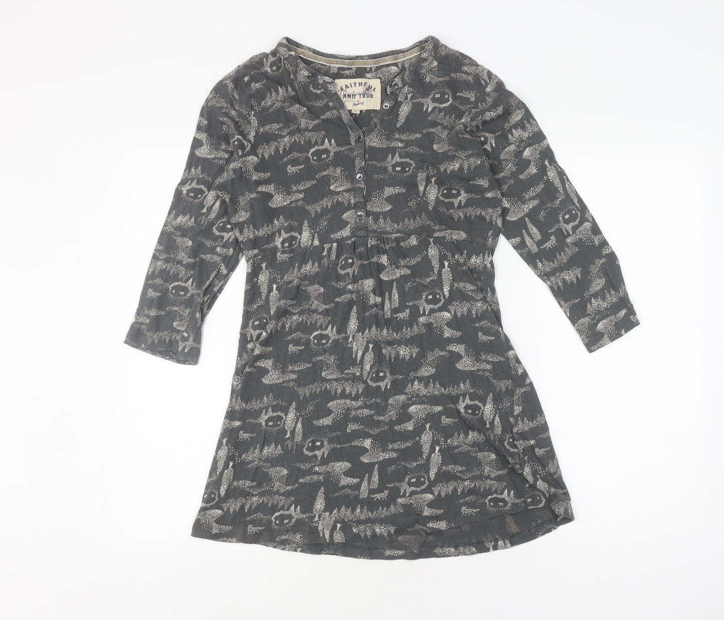Faithful and True Women's Grey Tunic, Size 12, Henley Style