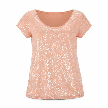 Guess Women's Pink Sequin T-Shirt XS - Spring/Summer