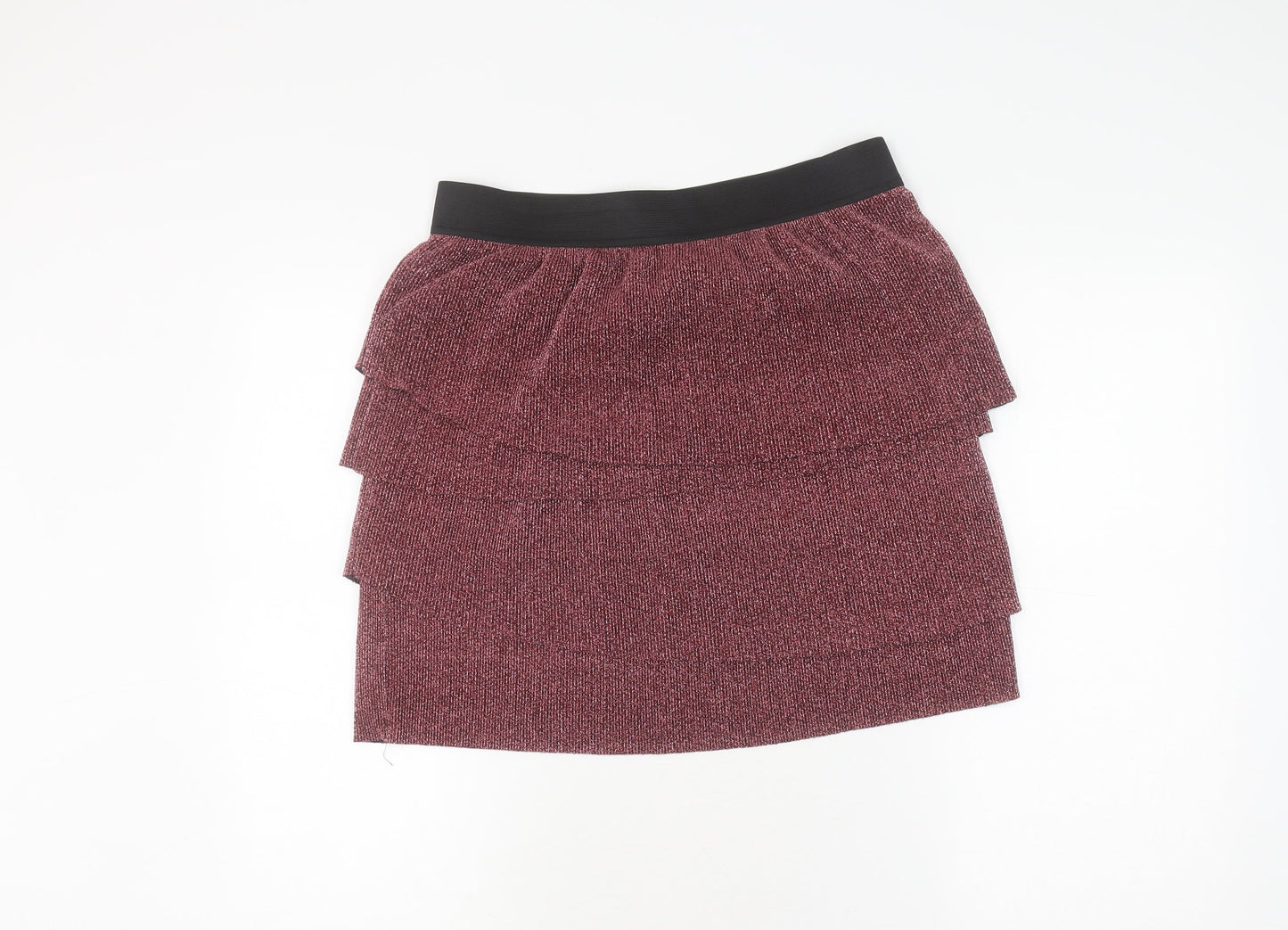 Jacqueline de Yong Red Ruffle Skirt, L, Polyester, Women's