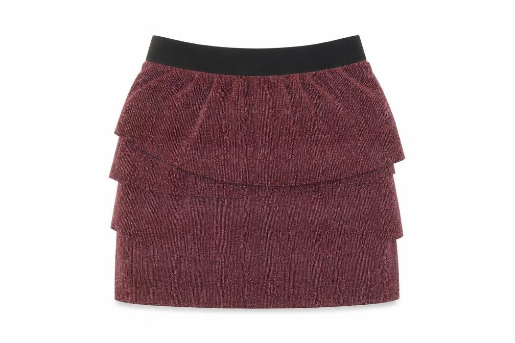 Jacqueline de Yong Red Ruffle Skirt, L, Polyester, Women's