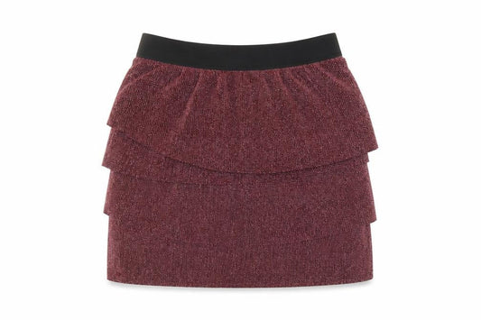 Jacqueline de Yong Red Ruffle Skirt, L, Polyester, Women's