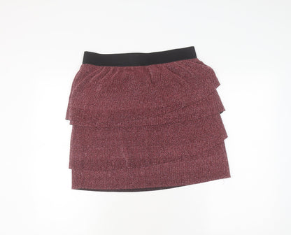 Jacqueline de Yong Red Ruffle Skirt, L, Polyester, Women's