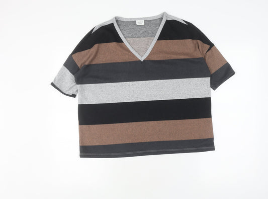 Jacqueline de Yong Women's Striped V-Neck T-Shirt M