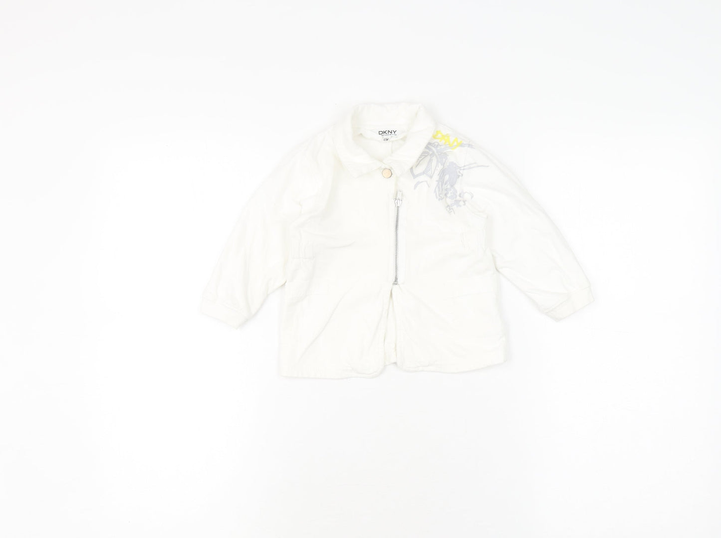 DKNY White Unisex Baby Full Zip Jumper, 9-12 Months