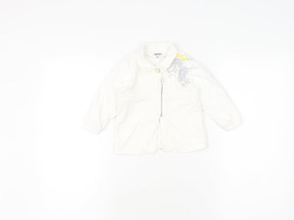 DKNY White Unisex Baby Full Zip Jumper, 9-12 Months