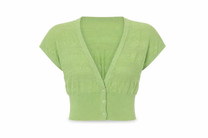 Womens UK Size 10 Fat Face Green Cropped Blouse