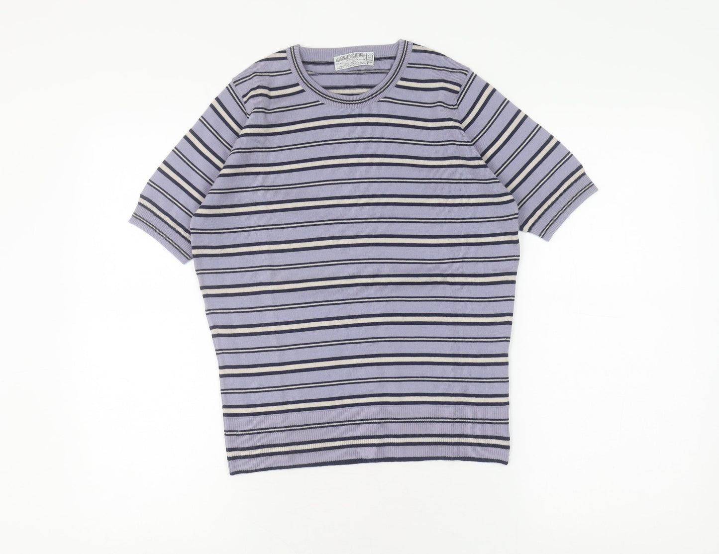 Jaeger Women's Multicoloured Wool Striped T-Shirt, Size 12